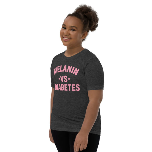 Polyibic Melanin vs Diabetes Youth Short Sleeve T-Shirt