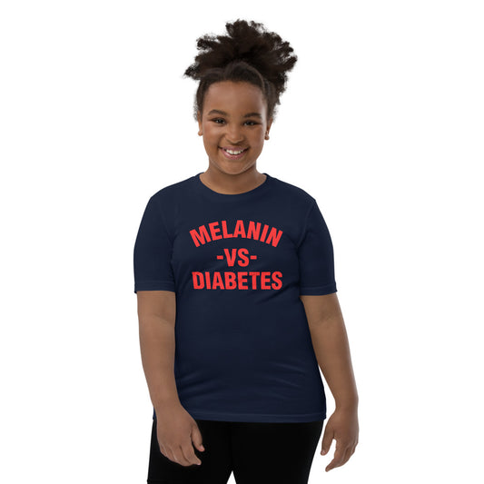 Polyibic Melanin vs Diabetes Youth Short Sleeve T-Shirt