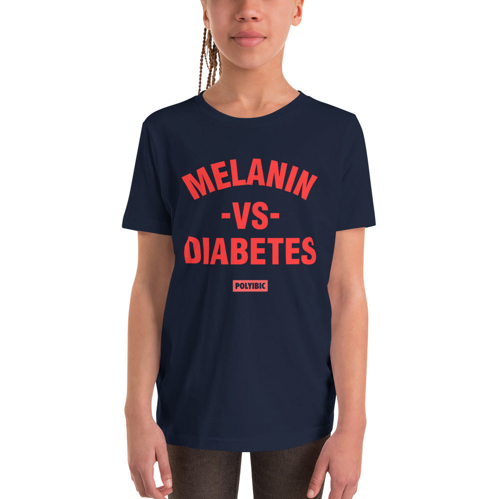 Polyibic Melanin vs Diabetes Youth Short Sleeve T-Shirt