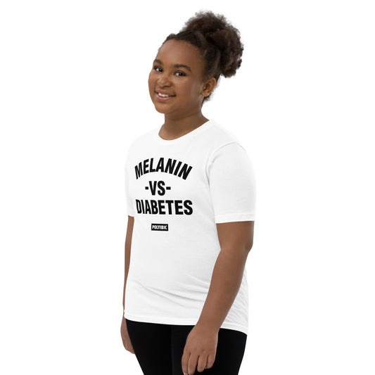 Polyibic Melanin vs Diabetes Youth Short Sleeve T-Shirt